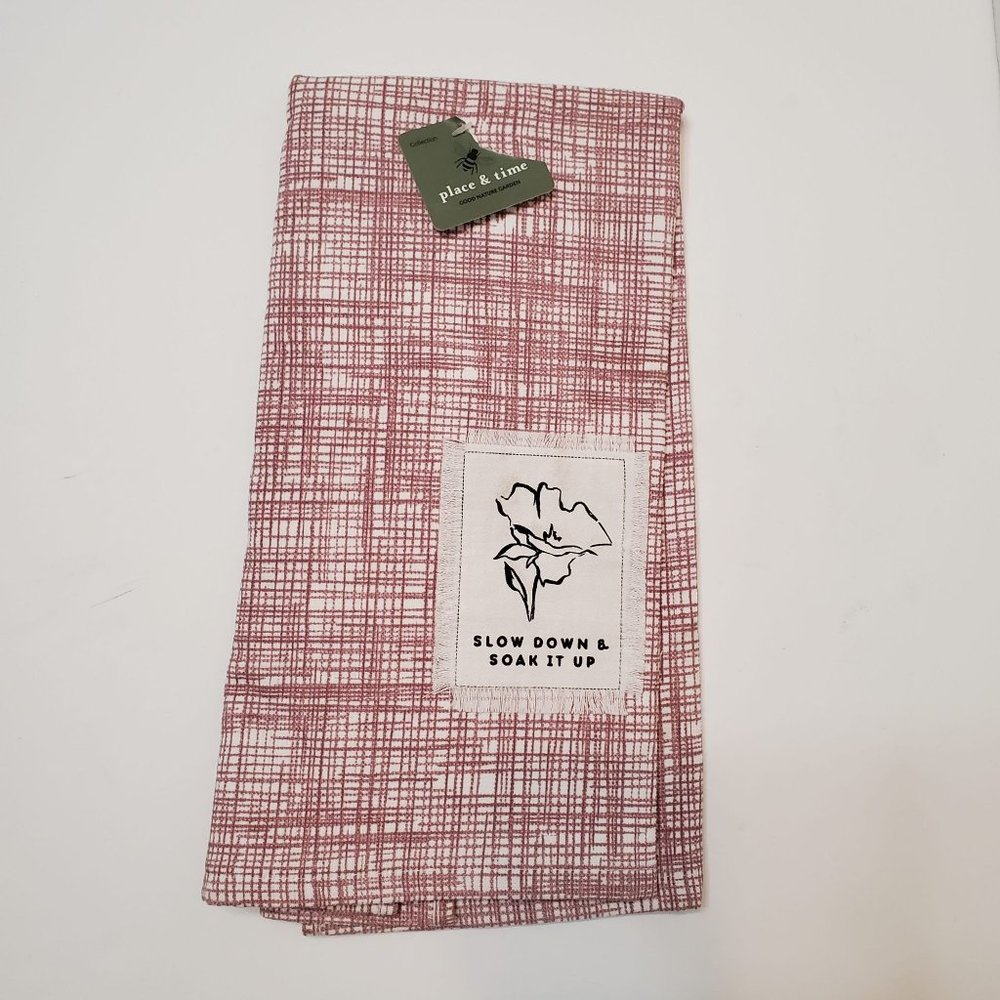 Kitchen Towel, Red and White, Slow Down & Soak It Up, Thick Cotton NWT